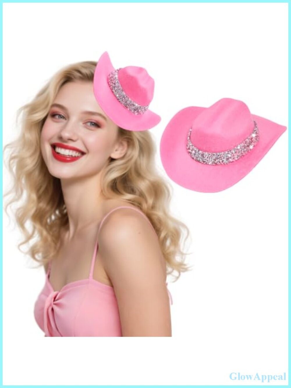Mini Cowgirl Hat Hair Clip with Rhinestones for Party and Costume
